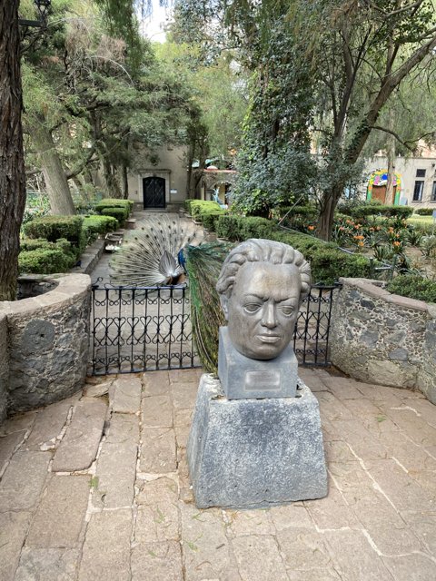 Statue of a Man in a Peaceful Garden