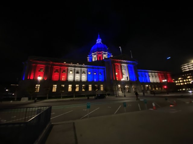 City Hall Illuminated in Patriotic Colors