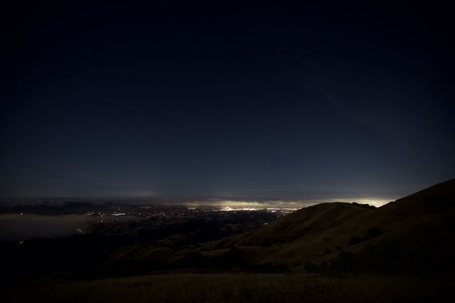 City Lights Glow Beneath Mount Diablo's Dark Ridgeline