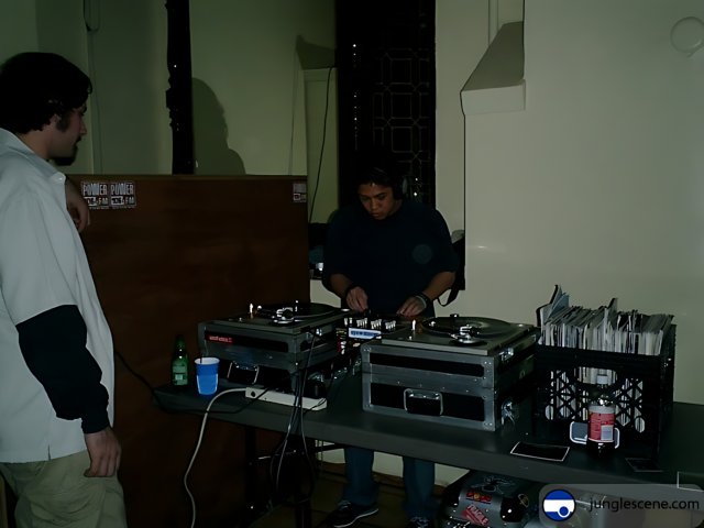 Two Men Enjoying a Performance by a Deejay