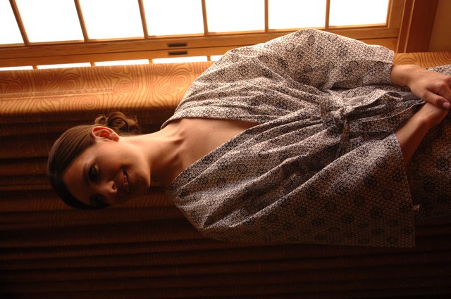 Bride in Kimono Robe by Morning Window Light
