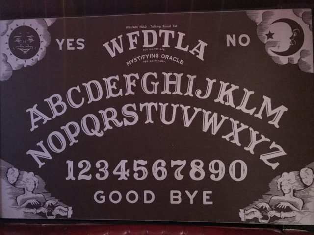 Ouija Board Sign on Blackboard
