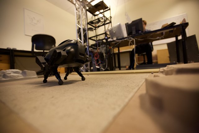 Robotic Explorer Wandering on Wooden Floors