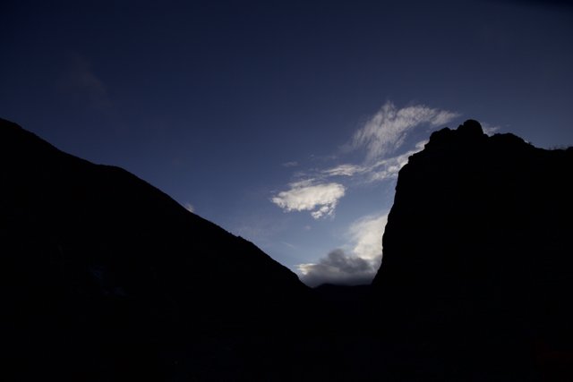 Silhouettes of Mountain Range at Dusk