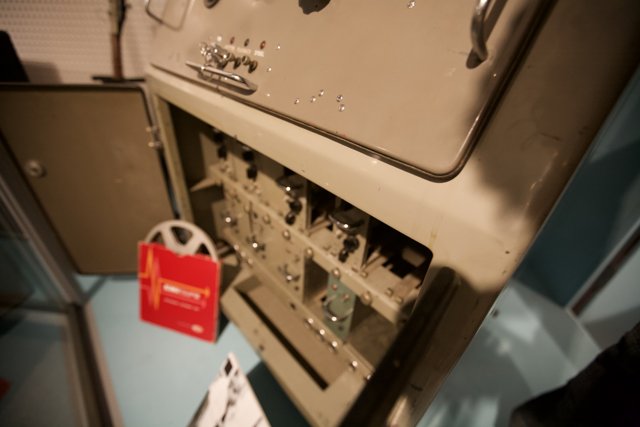 Vintage Computer with a Red Sticker