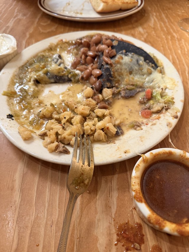 Well-Eaten New Mexican Dinner Plate with Traditional Sides