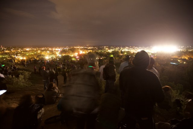 Night Sky Flare Over Santa Fe Fiestas Crowd