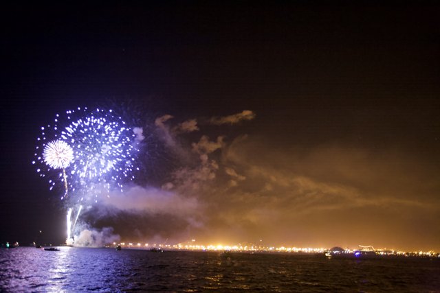 Spectacular Fireworks Over the Water