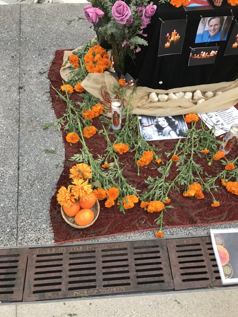 Memorial Flower Arrangement at Civic Center Mall