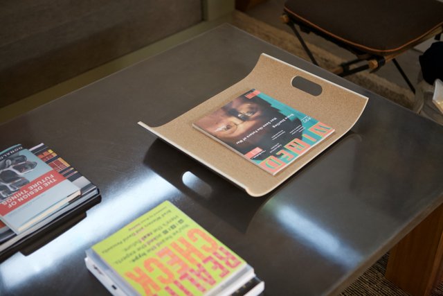 Wooden Table with a Magazine