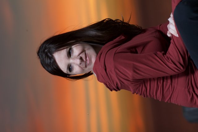 Woman in Red at Golden Hour Sunset