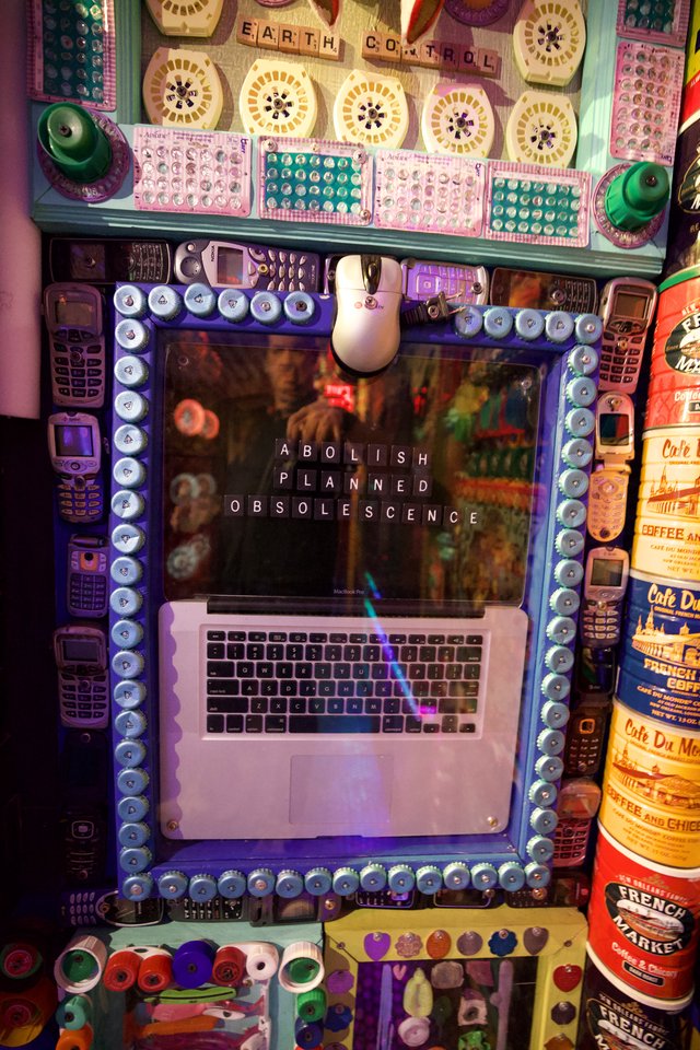 Maximalist Tech Art Installation with Vintage Electronics