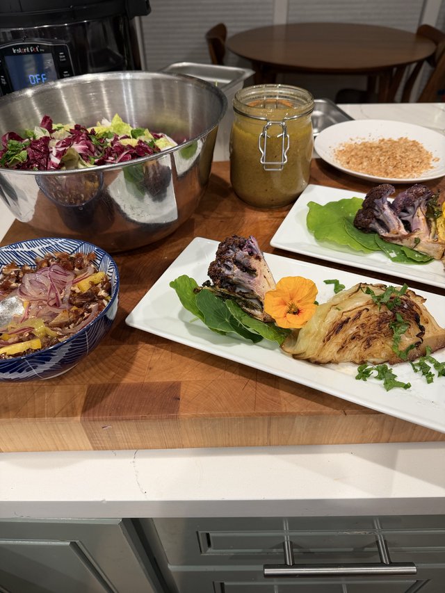 Elegant Home-Cooked Dinner Spread with Fresh Salad