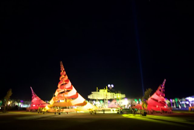 Illuminated Pagoda Tent at Night