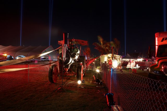 Nighttime Tractor in Field