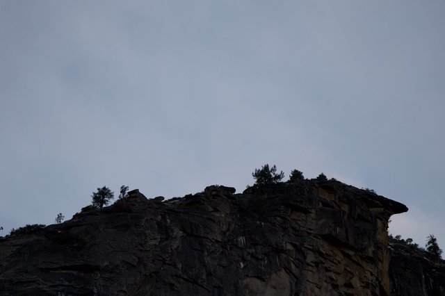 Dramatic Rocky Cliff Silhouette at Dusk in Yosemite