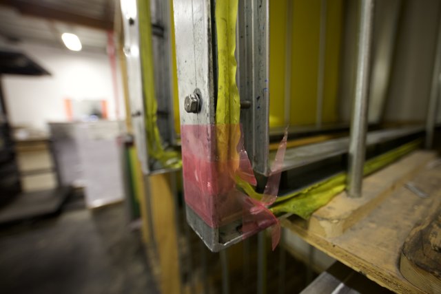 Pink Tape on Metal Frame for Wood Flooring