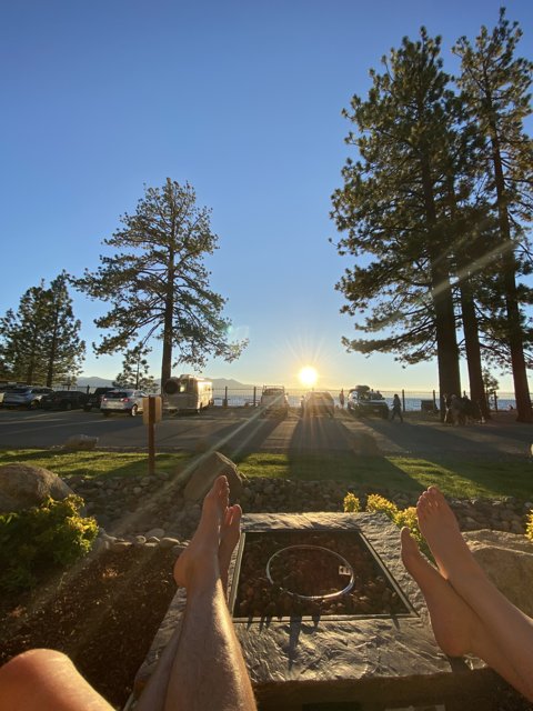 Sunset Feet on Bench