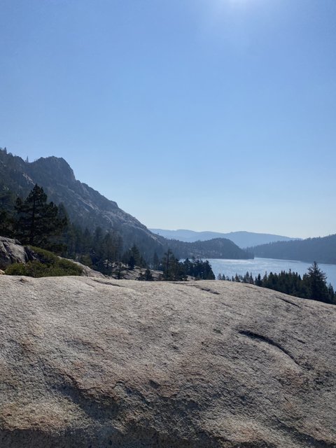 Majestic View of Lake Tahoe from Rocky Slope