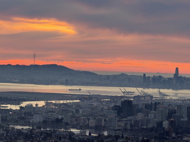San Francisco Bay at Sunset from Oakland Hills
