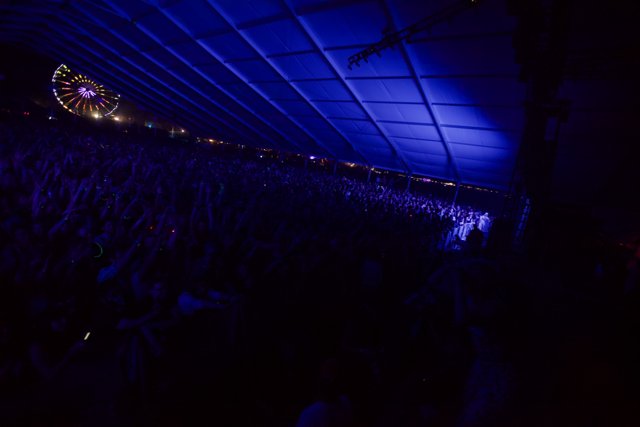 Blue-Lit Crowd at Coachella 2011 Concert