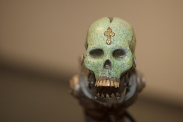 Green Skull with Cross Mask