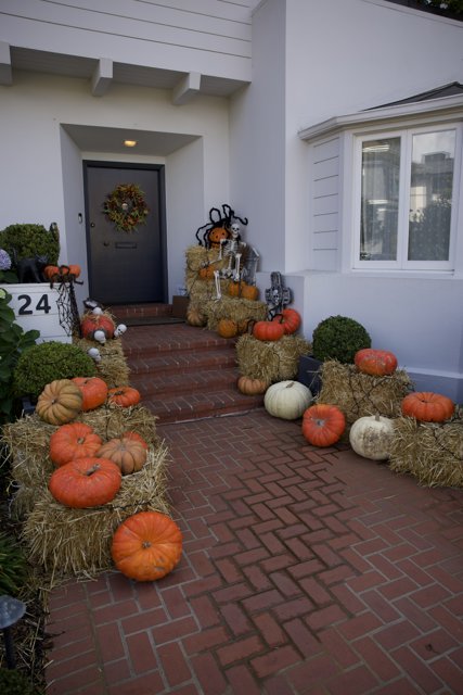 The Pumpkin-Lined Brick Pathway