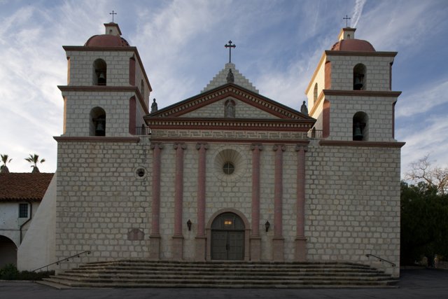 Santa Barbara Mission with Bell Tower and Spire