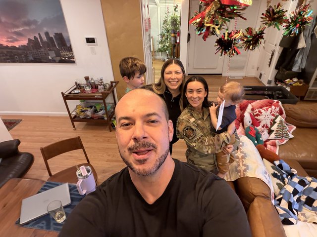 Family Holiday Selfie in Modern Living Room