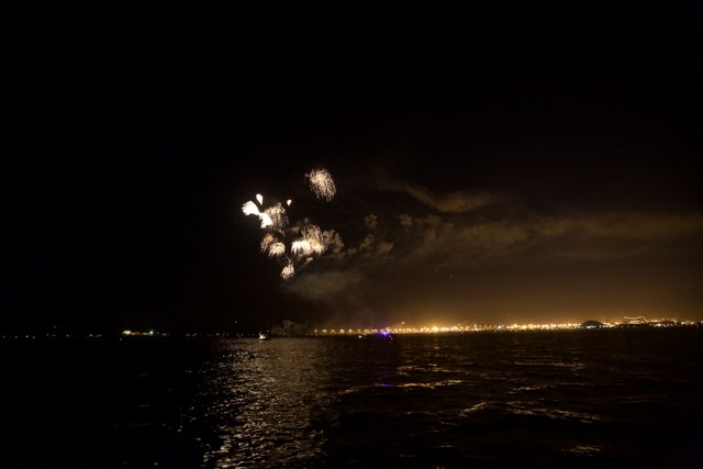 Brilliant Fireworks Show over the Serene Lake