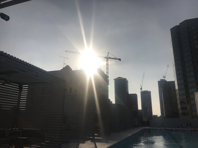 Bright Sunlight over Urban Pool