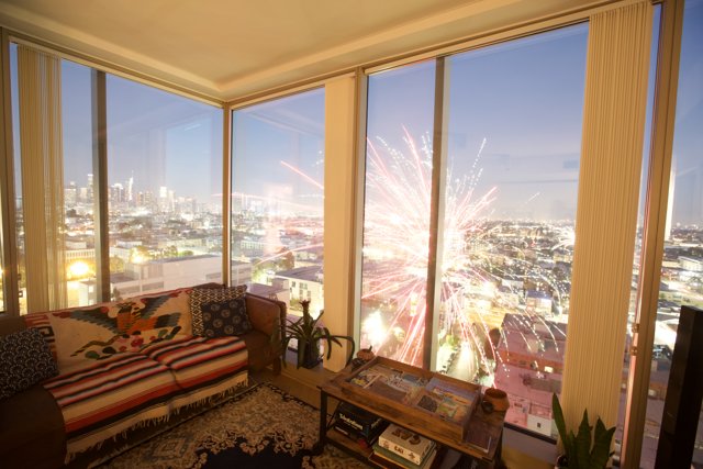 Fireworks Spectacle from Penthouse Living Room