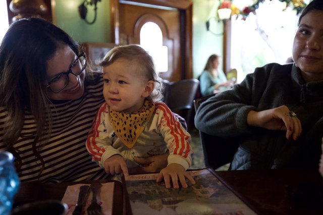 Family Moment at Madonna Inn Restaurant