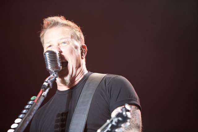 James Hetfield of Metallica Rocks the Stage at the Big Four Festival