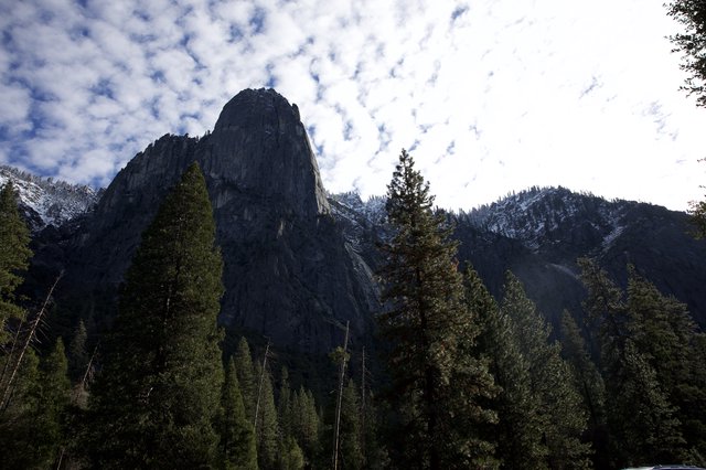 Sentinel Rock Rising Above Yosemite Valley Forest