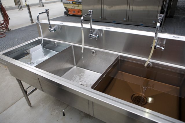 Double Faucet Stainless Steel Sink