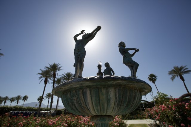 Three Girls Playing in Fountain Sculpture