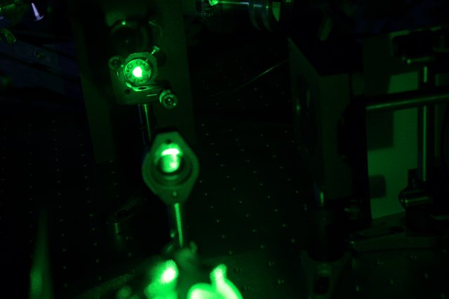 Green Laser Light on Electronic Machine