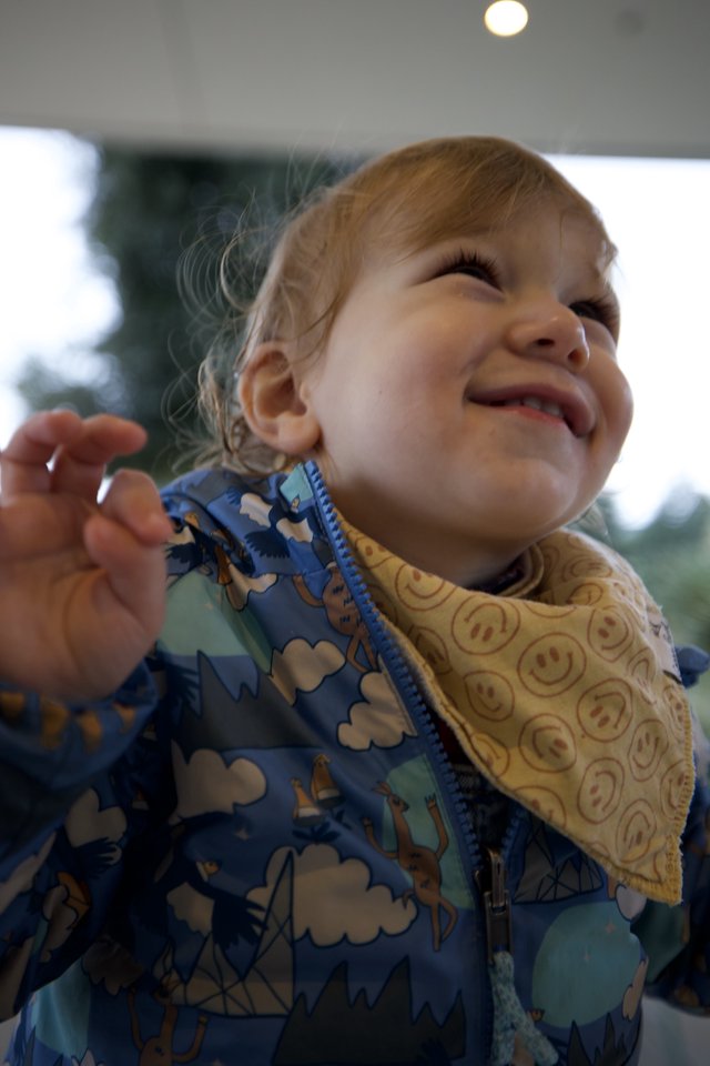 Joyful Toddler Making a Silly Face Indoors
