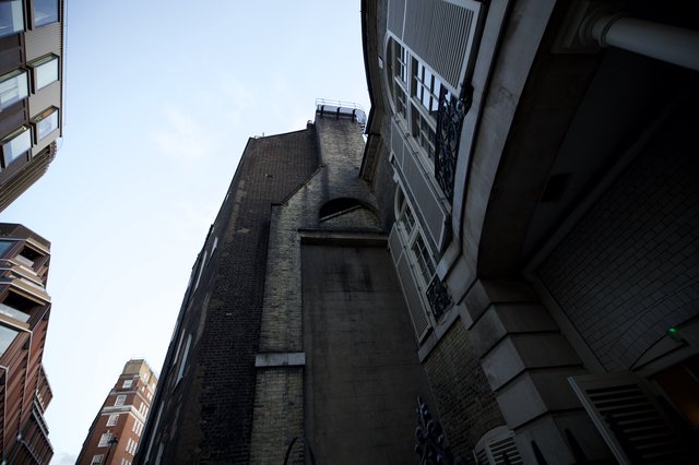 Looking Up at Victorian Tower Architecture in London