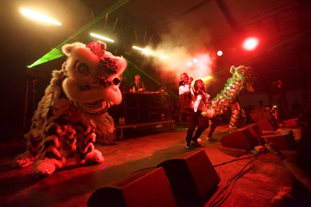 Lion Costumed Performers on Stage at Coachella