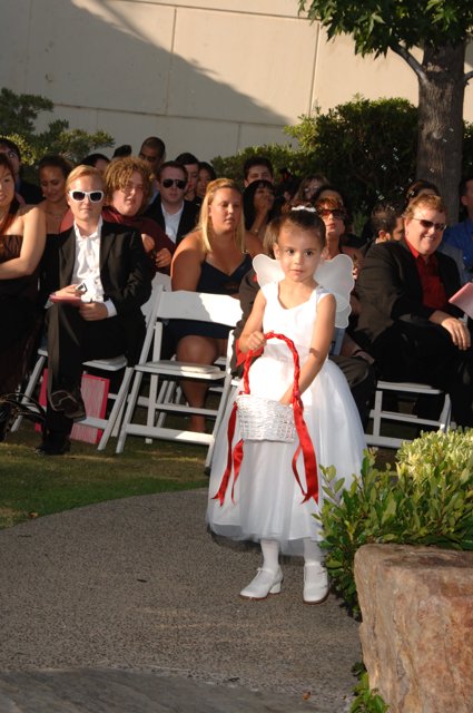 Little Girl in a White Dress at a Wedding