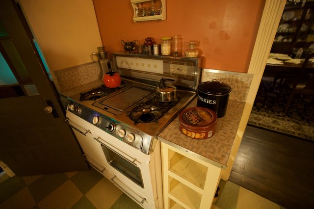 Vintage 1960s Kitchen with Retro Gas Stove Display
