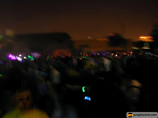 Glowing Crowd at Night