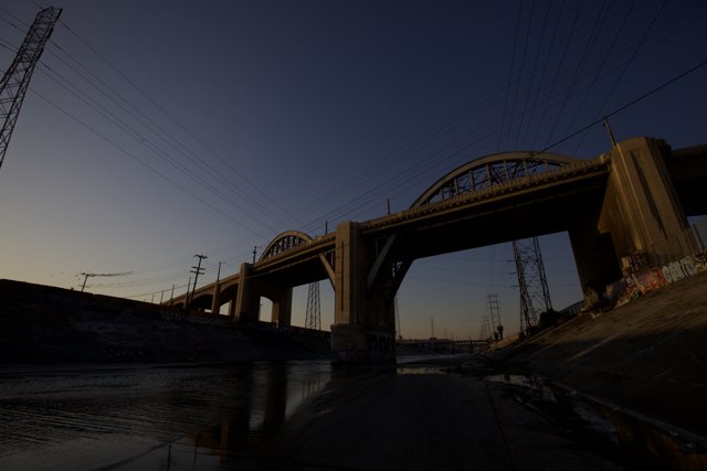The Los Angeles River Bridge at Sunset