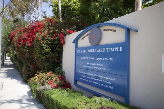 Mormon Temple Sign in LA Garden