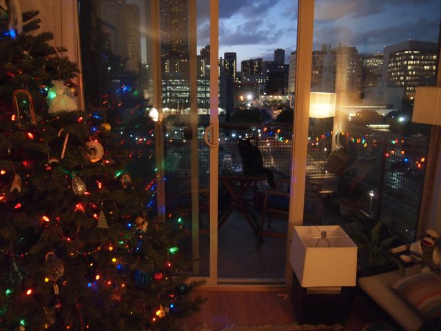 Festive Christmas Tree in an Urban Living Room