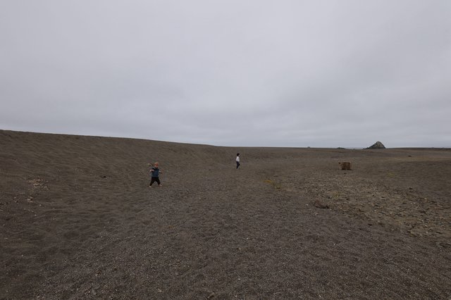 Children Playing on Vast Dark Sand Dunes