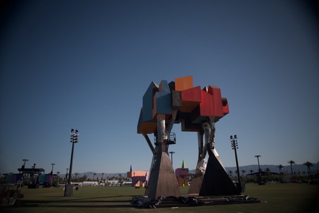Monumental Robot Building in California Field