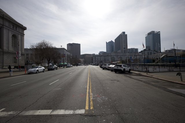 Empty Urban Street on Overcast Day in San Francisco